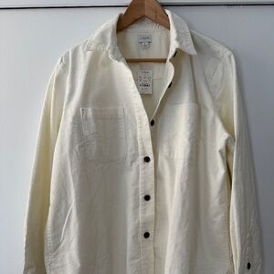 Women’s L J.Crew White Corduroy Button Up Shirt